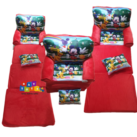 Set Mickey-Pluto Fotoliu extensibil copii si Perna plus