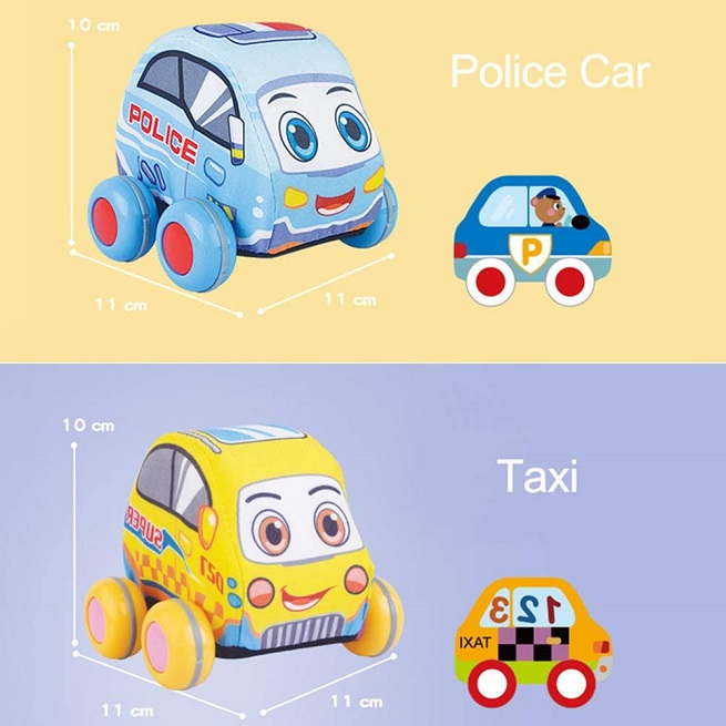 Set 4 jucarii moi Masinute de tras Vehicule copii