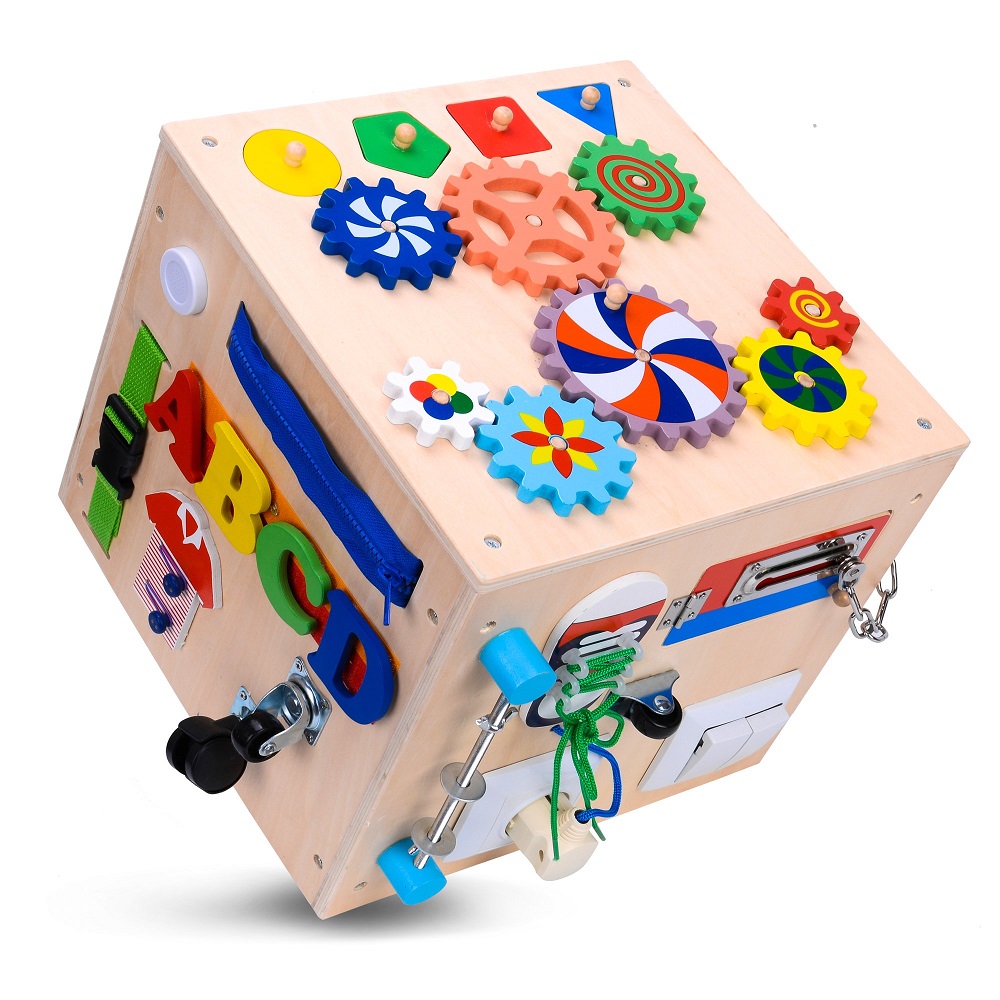 Cub multifunctional Montessori cu activitati educative din lemn
