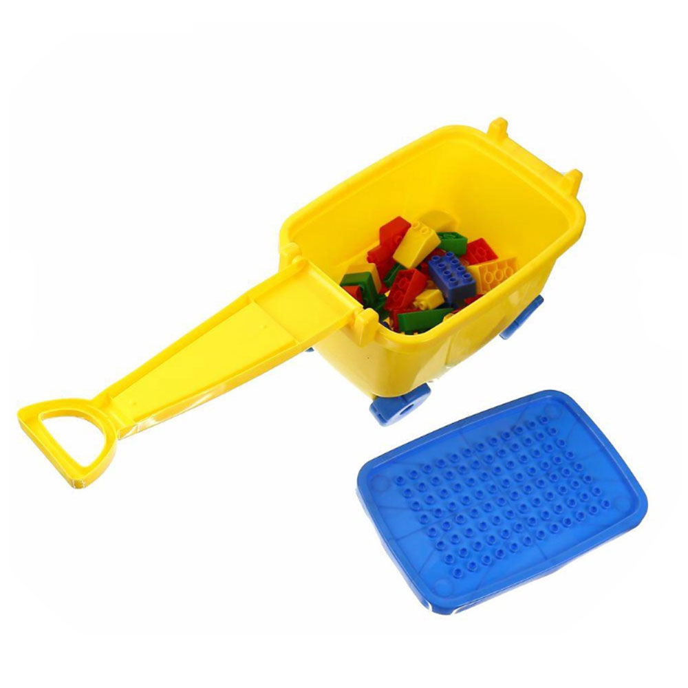 Set cuburi constructie Masa si Carucior cu maner 81 piese