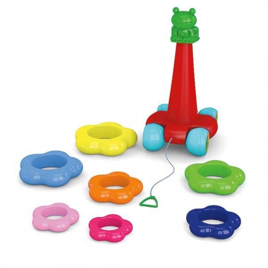 Jucarie de tras Piramida cu forme colorate Happy Frog