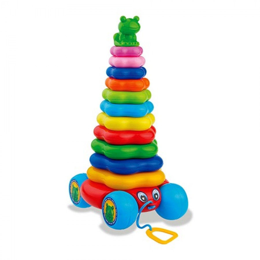 Jucarie de tras Piramida cu forme colorate Happy Frog