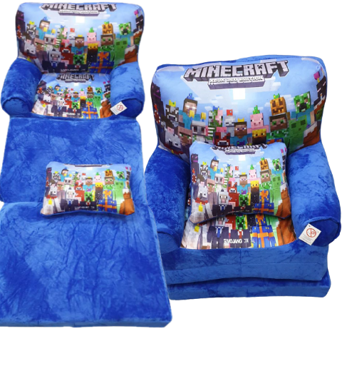 Set Minecraft Fotoliu extensibil triplu 115 cm si Perna plus