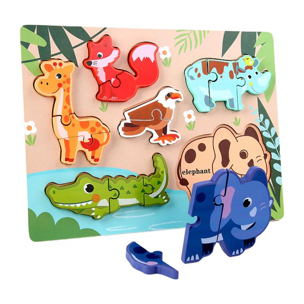 Puzzle bucati 3D Animale din padure lemn