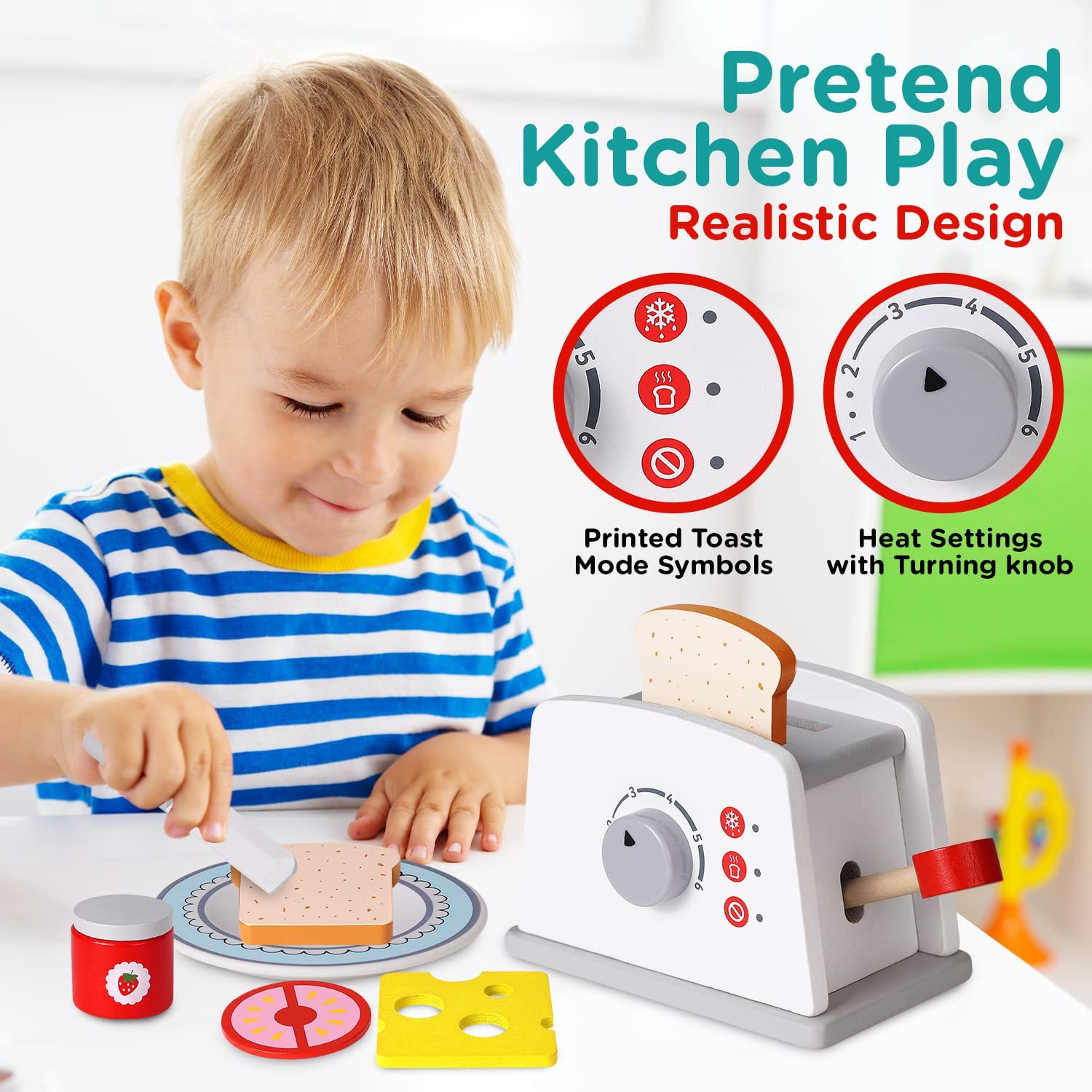 Prajitor paine Toaster lemn cu accesorii