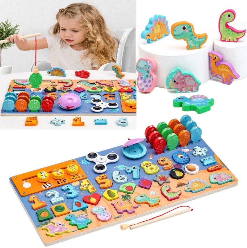 Placa Montessori Joc logaritmic Puzzle dinozauri Forme