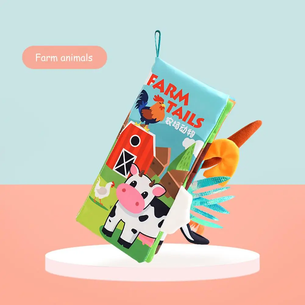 carte-textila-moale-senzoriala-bebe-animale-diferite-cu-codita