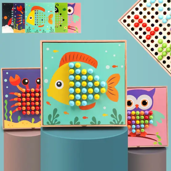 Joc creativ Animale Mozaic Genius cu butoni colorati si Planse
