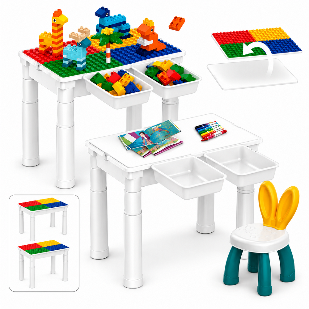 Set Masuta Lego si pentru joaca cu Scaunel Iepuras Cuburi Lego6