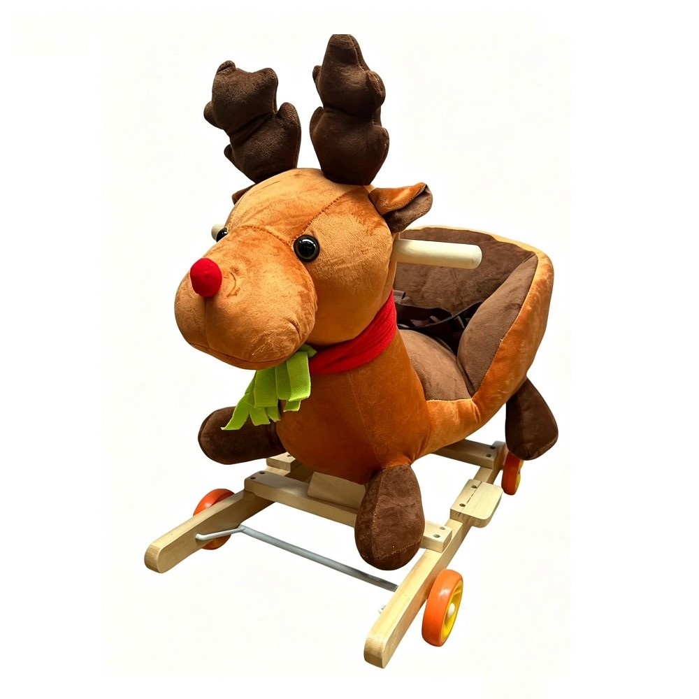 Balansoar copii Renul din plus muzical cu roti mobile Rudolf